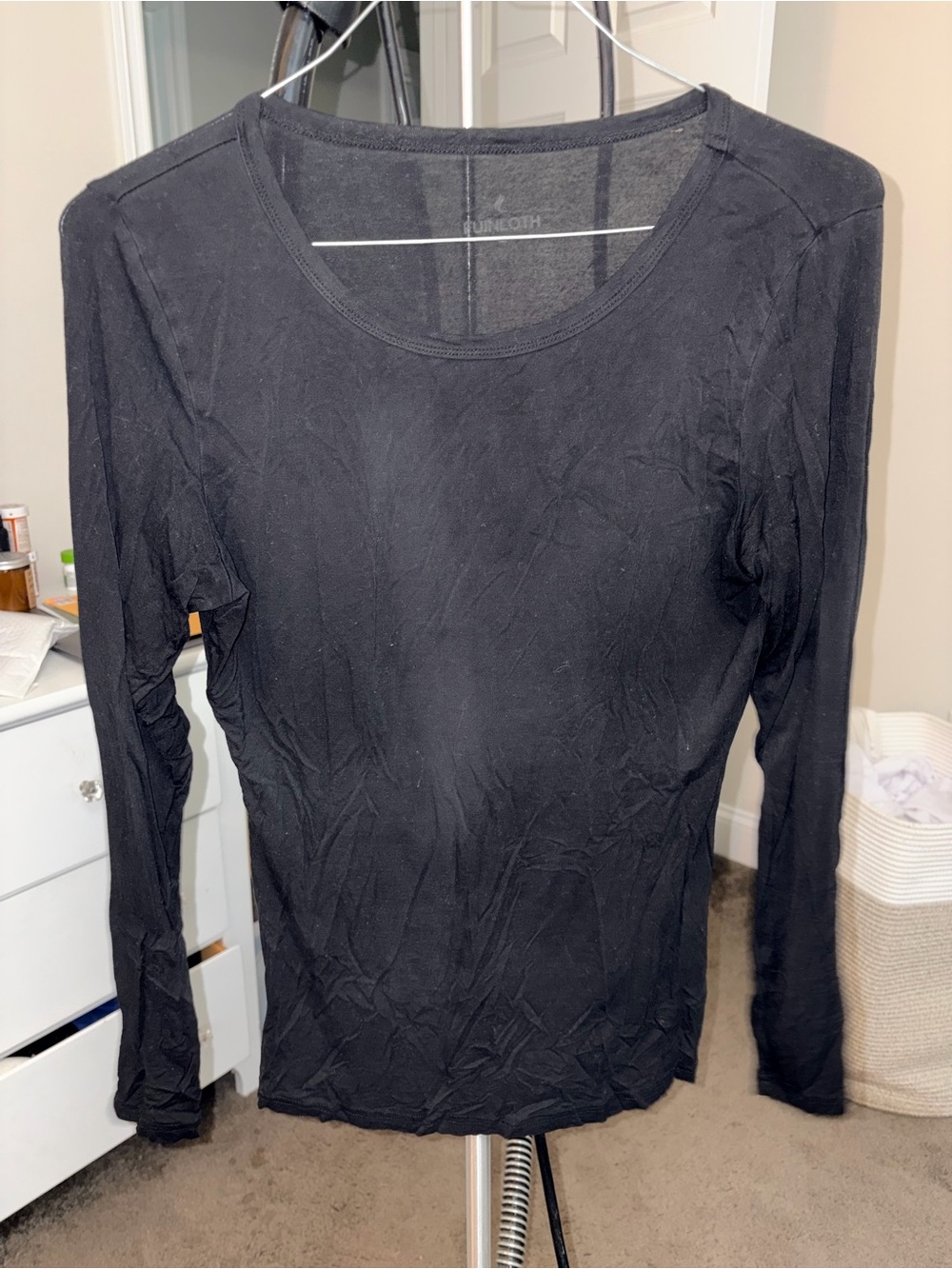 Black Long-Sleeve Scoop Neck Women's Top